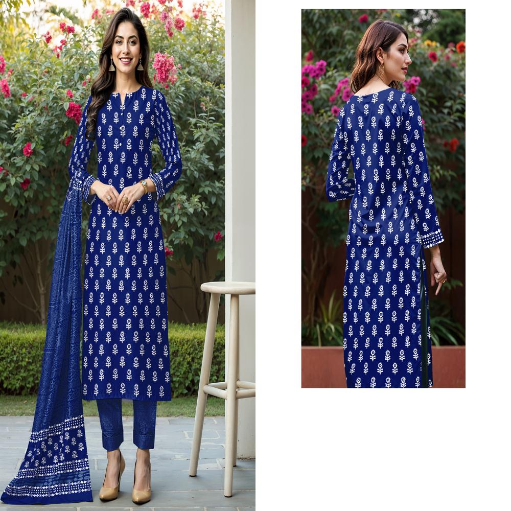 Indigo 3 piece Suit Material