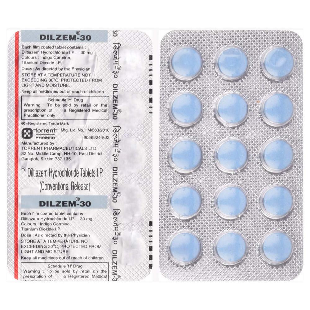 Dilzem Diltiazem 30mg Tablet, High Blood Pressure & Angina Treatment Medicine