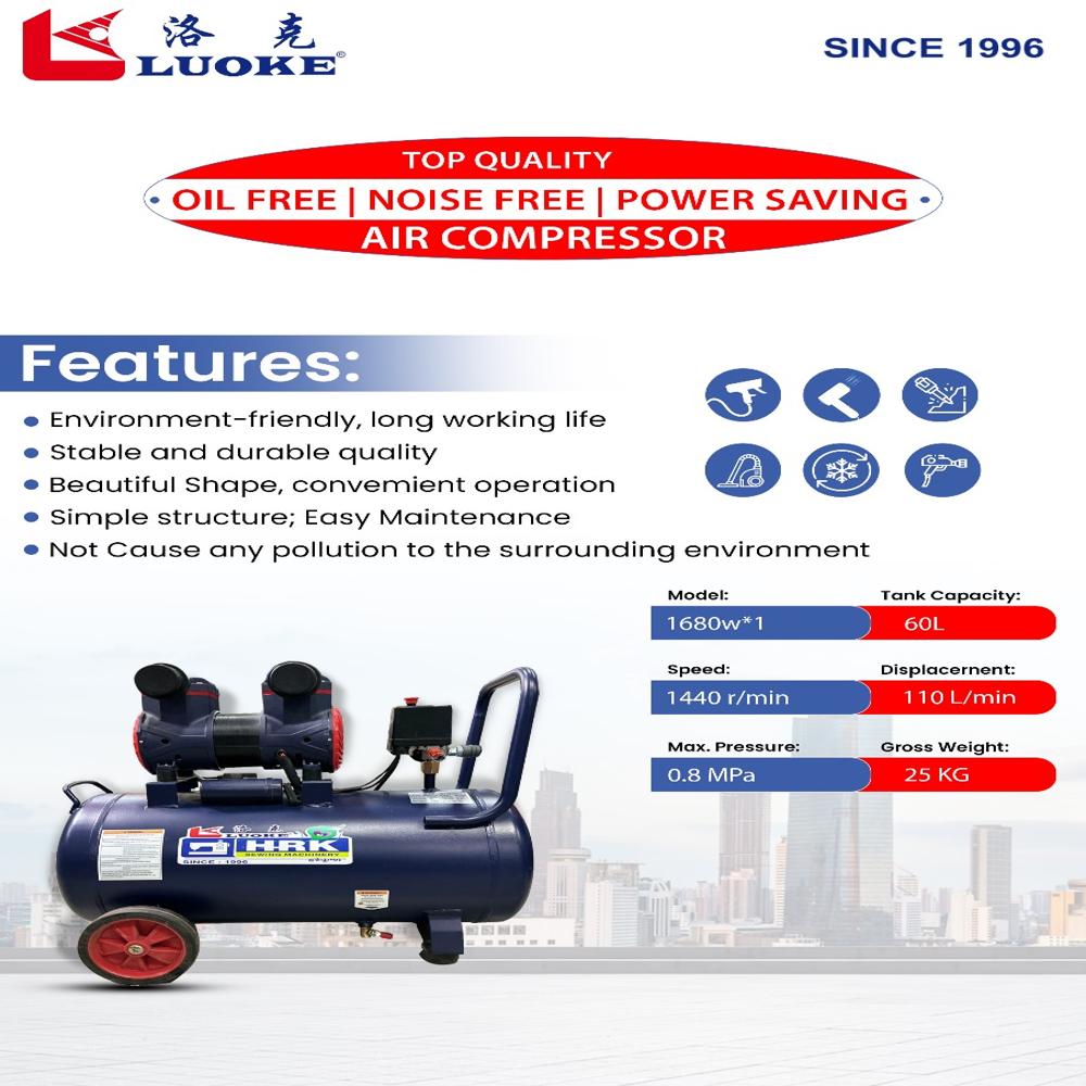 60 Ltr - 1 Motor Air Compressor - Air Flow Capacity: 4 Cubic Feet Per Minute (Ft3/min)