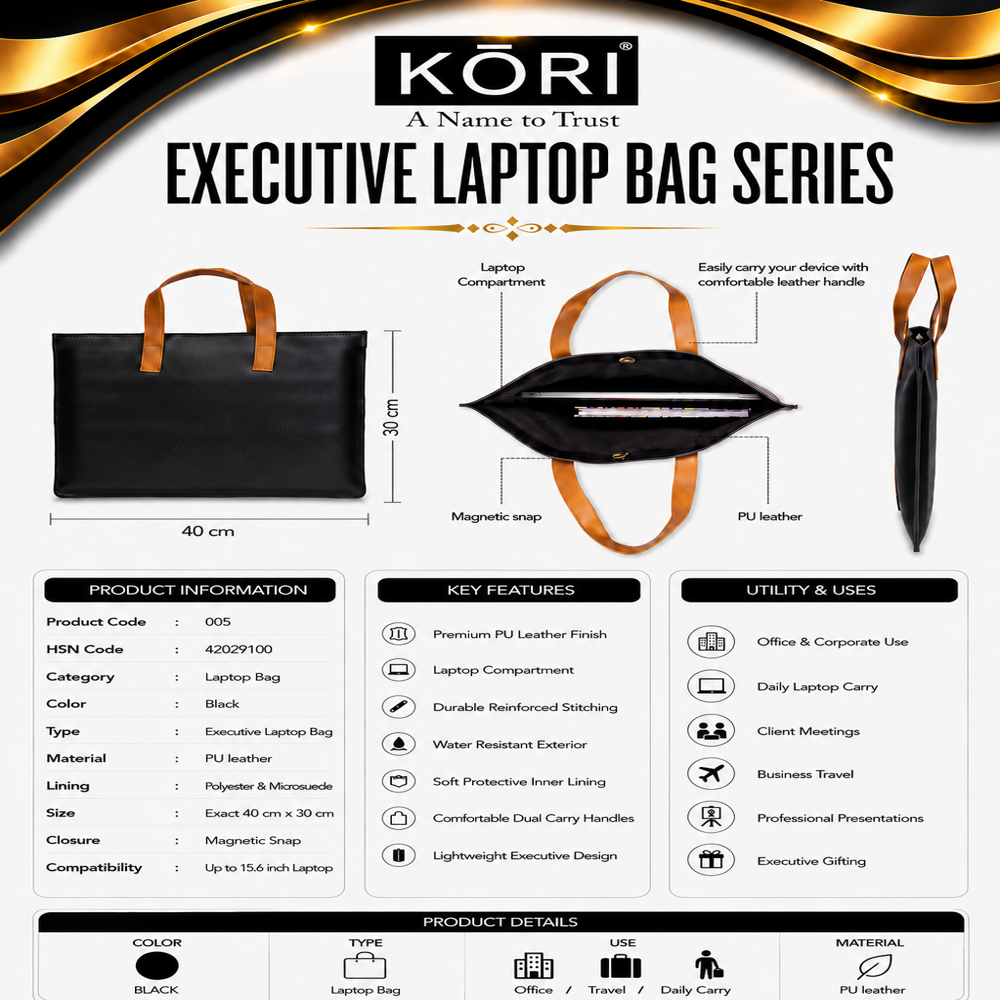 KORI Classic DuoTone Executive Tote Laptop Bag(005)