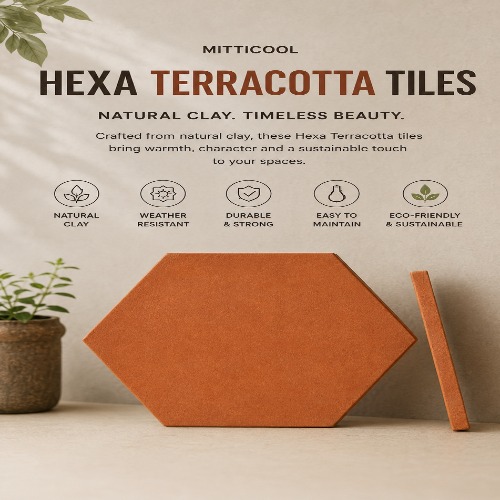Hexa terracotta wall and floor tiles