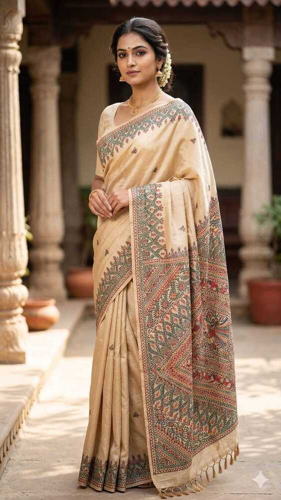 Mullbury Silk Madhubani Penting Saree