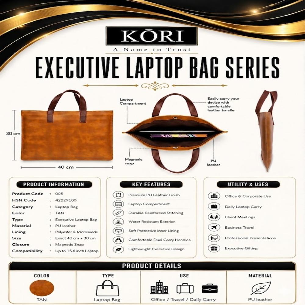 KORI Classic DuoTone Executive Tote Laptop Bag(005)