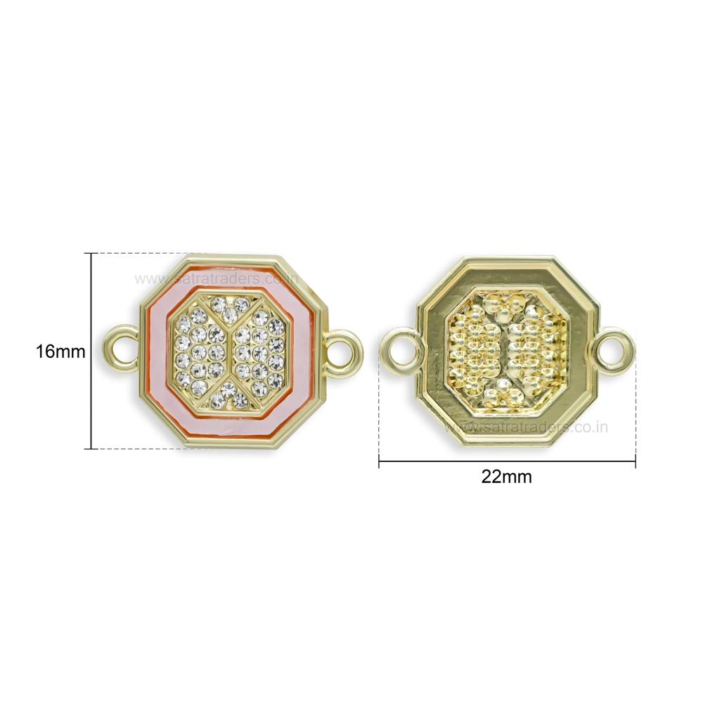 Octagon Crystal & Enamel Dual-Loop Rakhi Connector | Size : 16mm | Qty : 10pcs | CHE165