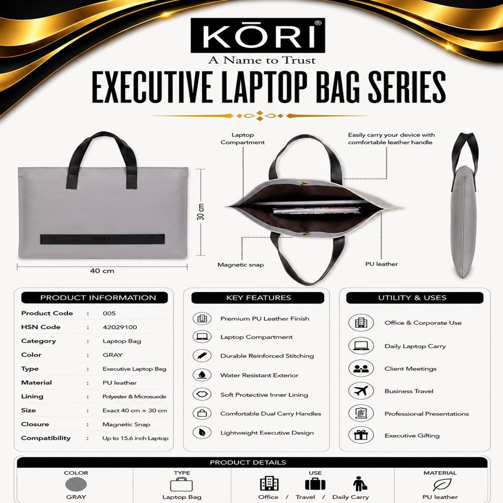 KORI Classic DuoTone Executive Tote Laptop Bag(005)