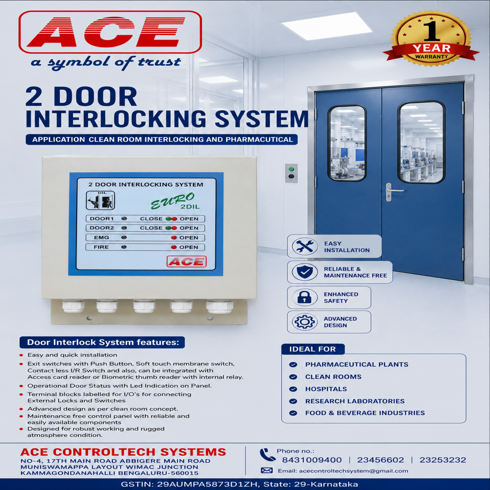 Interlock - Pharmacetical Clean Room 2 Door Interlocking System - Chip Type: Embedded Secure Controller