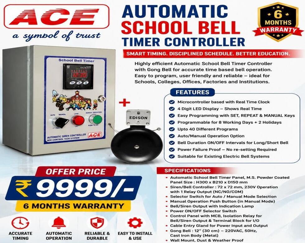 Automatic school bell Timer Controller Panel