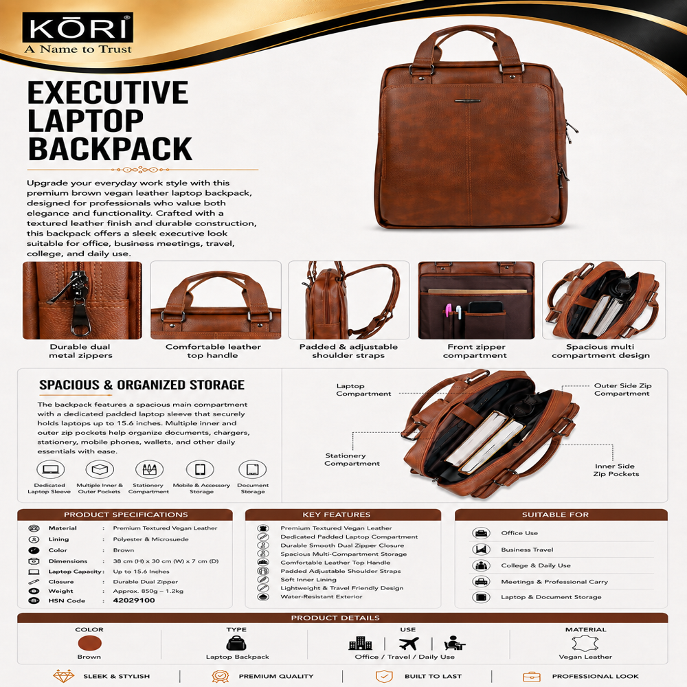 KORI Prestige Backpack BROWN (1010)