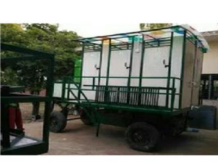 6 Seater FRP Mobile Toilet Mounted on Four Wheel Trailer Chassis 6IS 0EF 0UF 0B