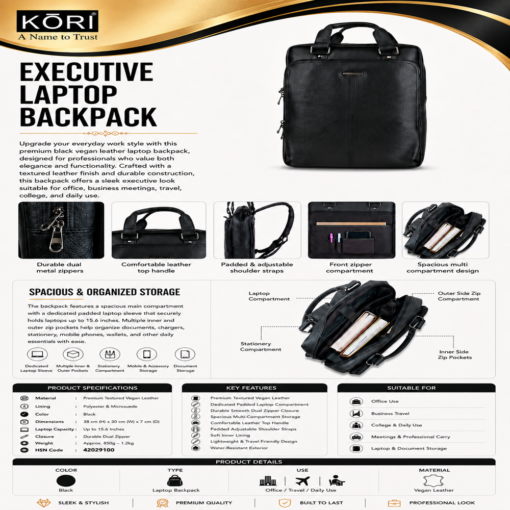 KORI Prestige Backpack BLACK (1010)
