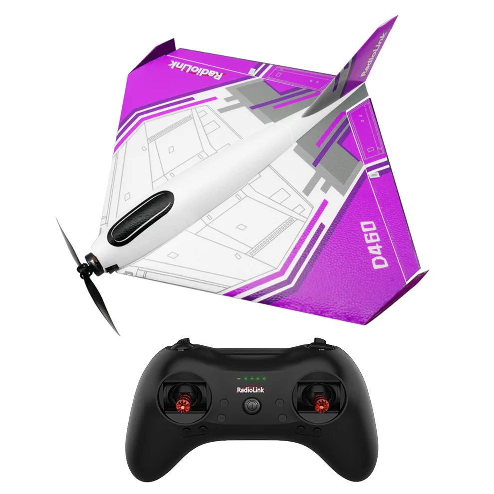 Radiolink D460 RC Airplane Ready to Fly (RTF) RC Airplane with Byme-DB Gyro FC, 3 Flight Modes, Brushless Motor 15A ESC Plane, T8S Transmitter & R8XM Voltage Telemetry RX for Beginner or Experienced - Purple