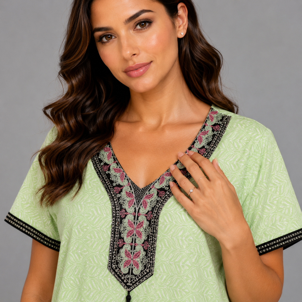 ladies embroidered rayon nighty
