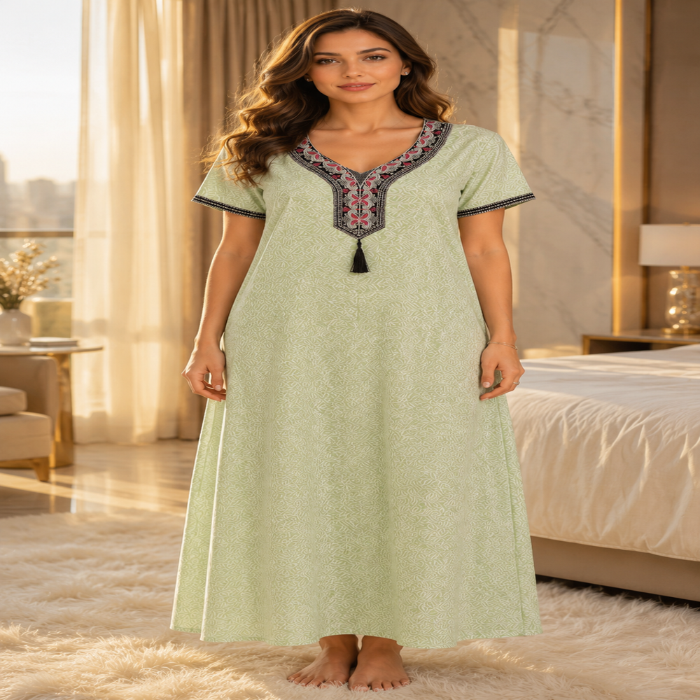 ladies embroidered rayon nighty