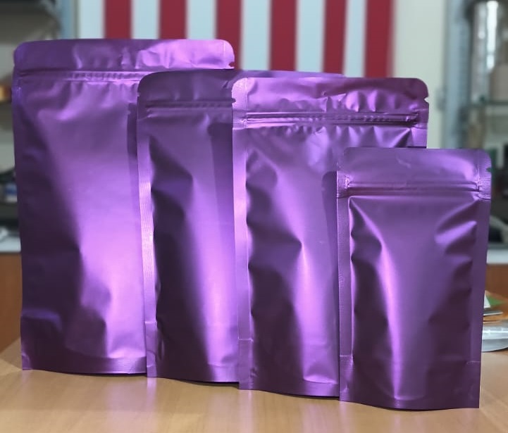 Matte Purple Standup Zipper Pouches