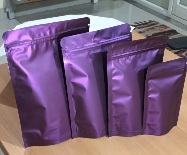 Matte Purple Standup Zipper Pouches
