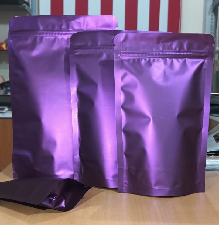 Matte Purple Standup Zipper Pouches