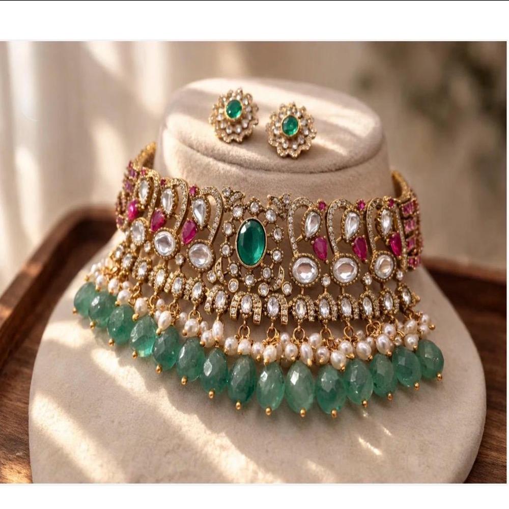 Emrald Ruby Necklace Set - Color: Red