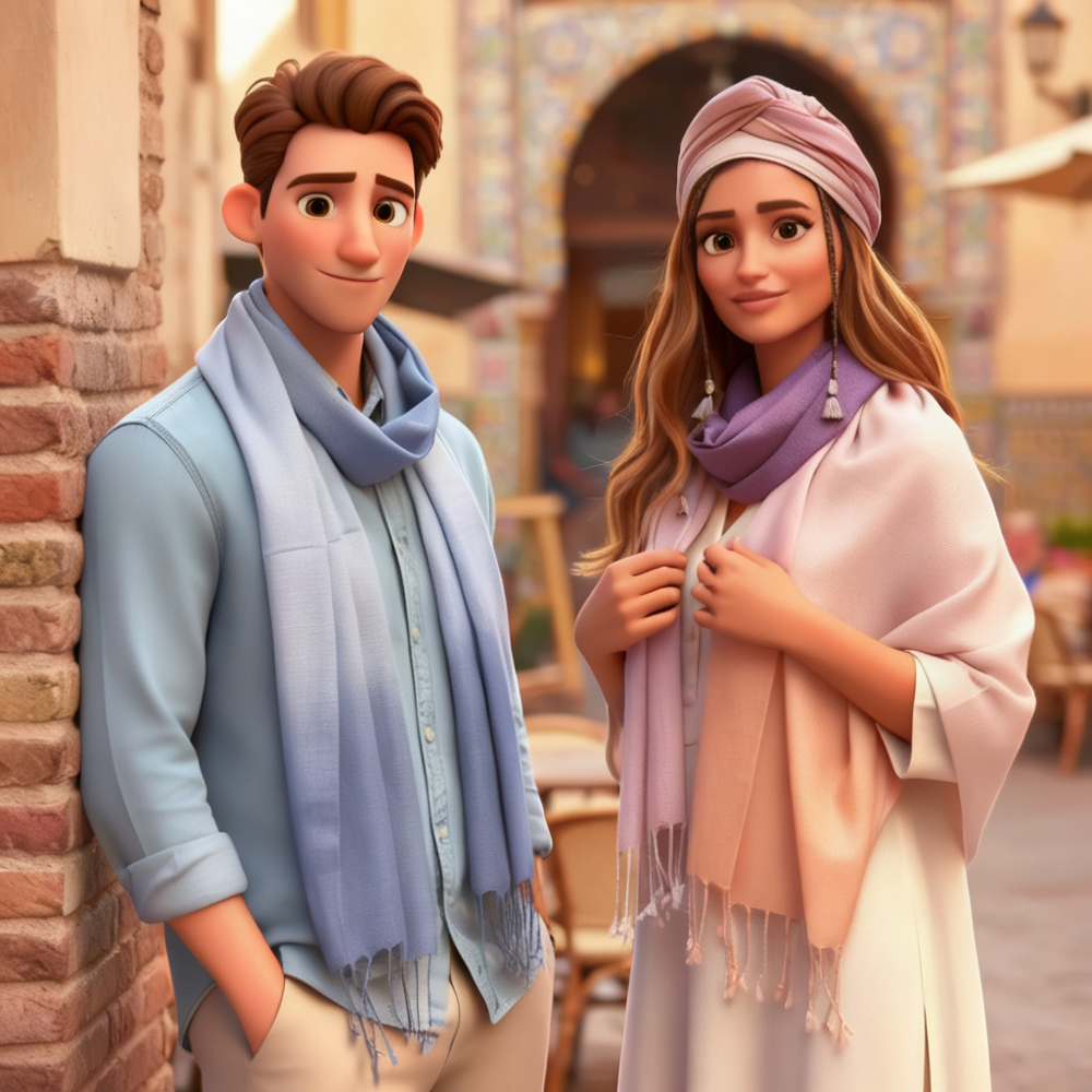 Pure Linen Ombre Shaded Scarves With Tassels