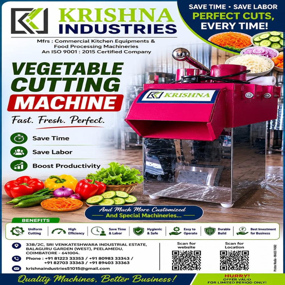 Vegetable Cutting Machine - Bladeâ Size: 7 Inches