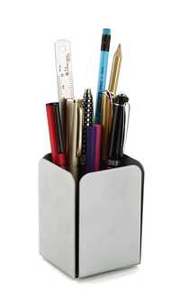 Premium Metal Pen Stand For Office Desk - Color: Silver