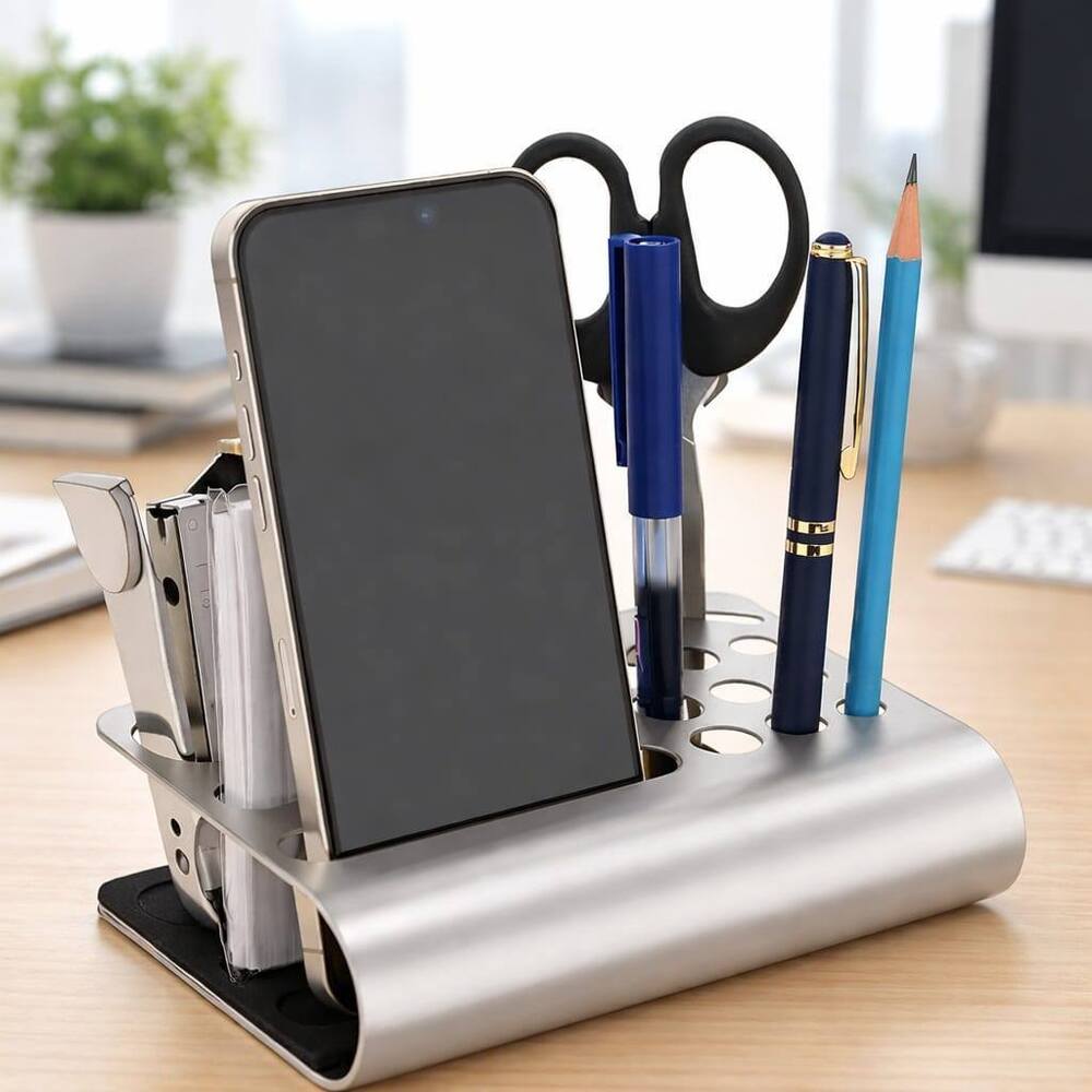 Silver Metal Desk Stand