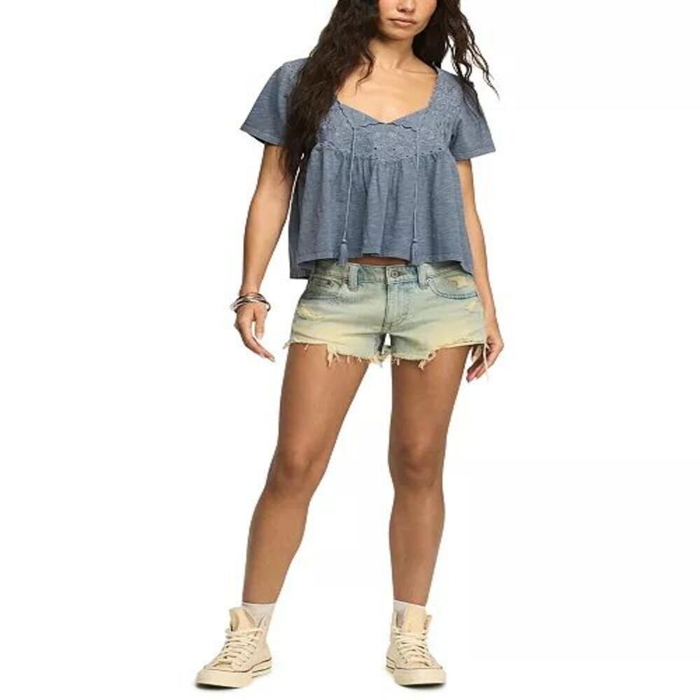Export surplus Womens Boho Embroidered Babydoll top