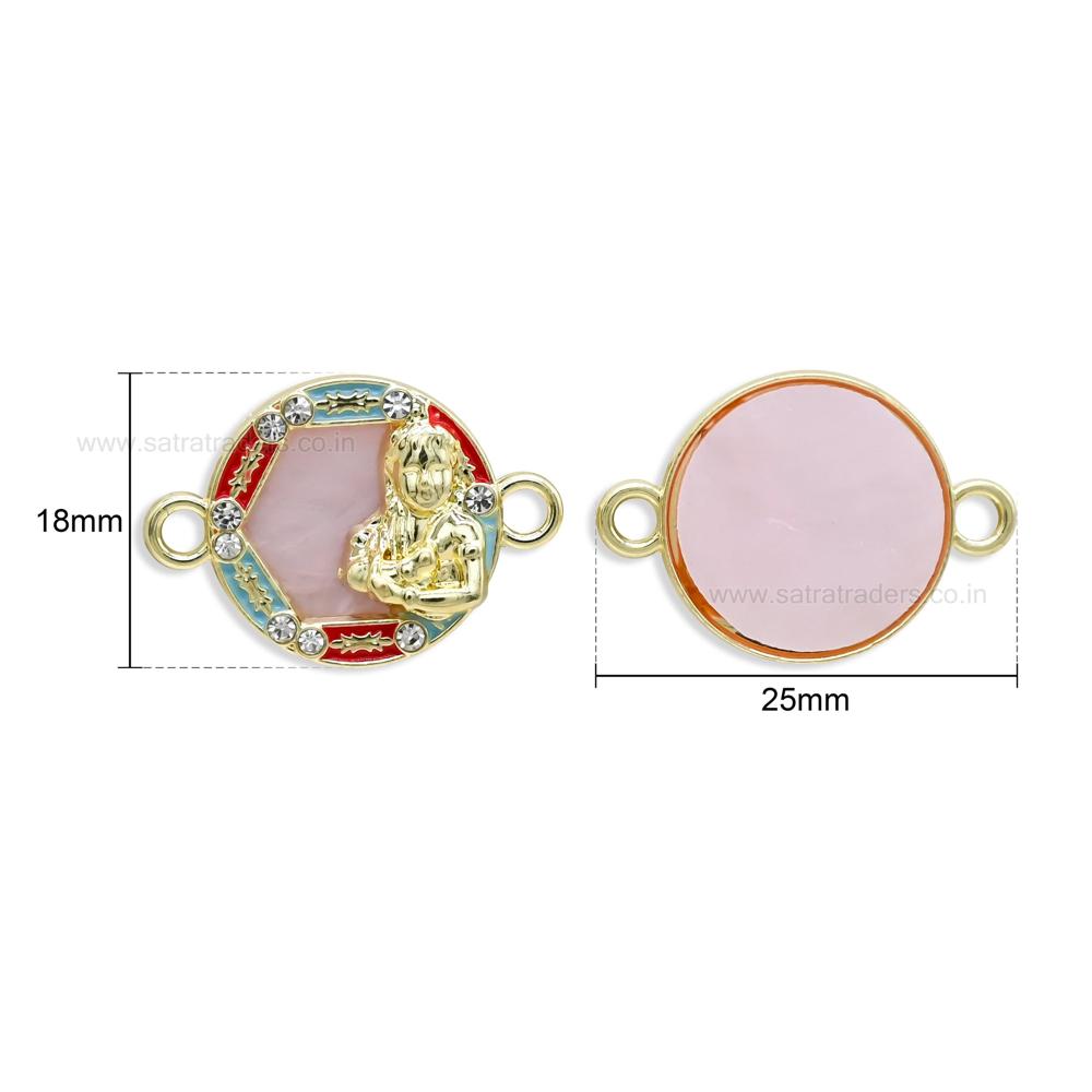 Bal Gopal Rakhi Connector Charm | Size : 18Mm | Qty : 10Pcs | Che163 - Color: Pink