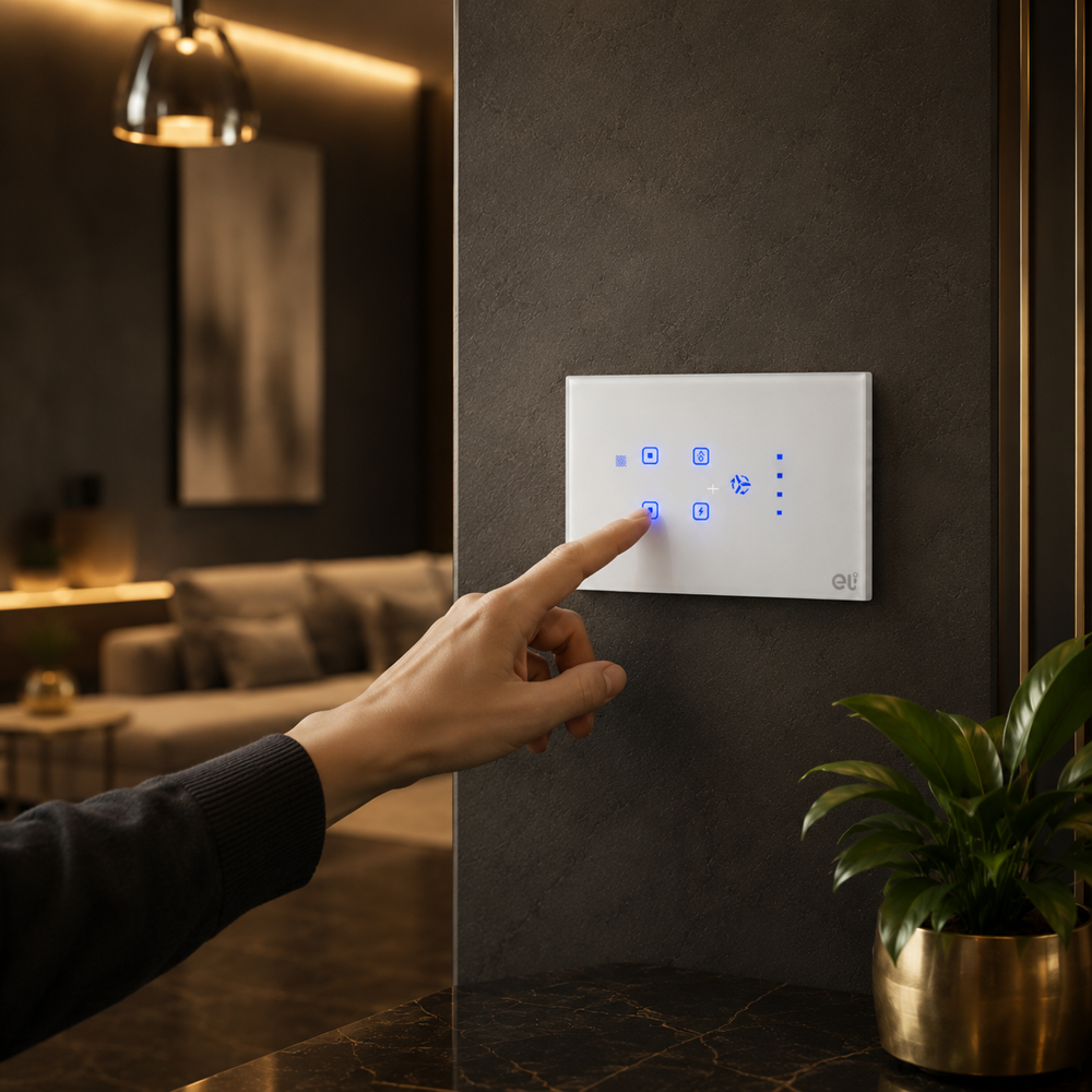 Modular 4 Light And 1 Fan Touch Switch - Color: White