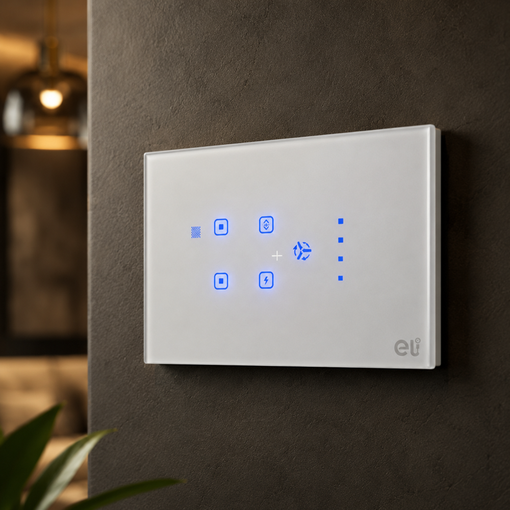 Modular 4 Light And 1 Fan Touch Switch - Color: White