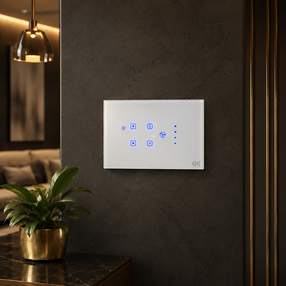 Modular 4 Light And 1 Fan Touch Switch - Color: White