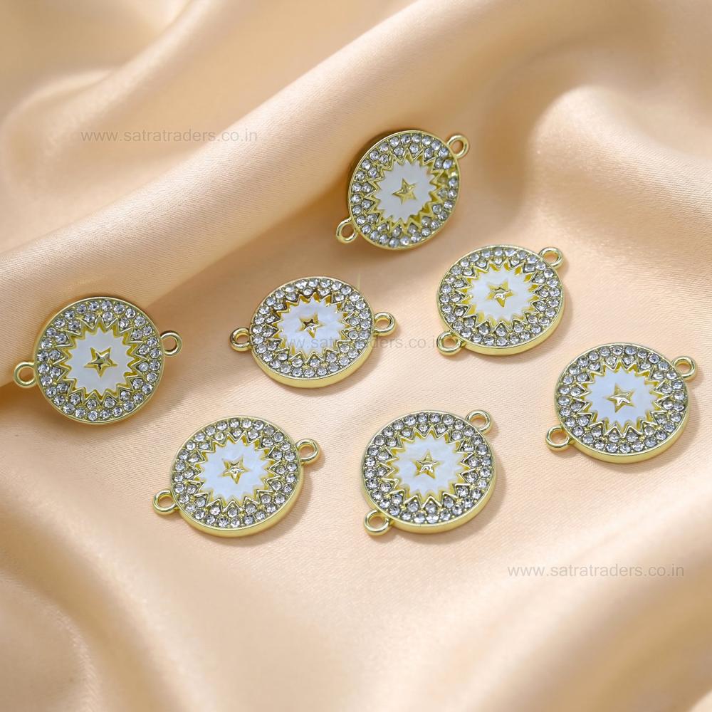 Stone Studded Evil Eye Rakhi Connector | Size : 18mm | Qty : 10pcs | CHE162