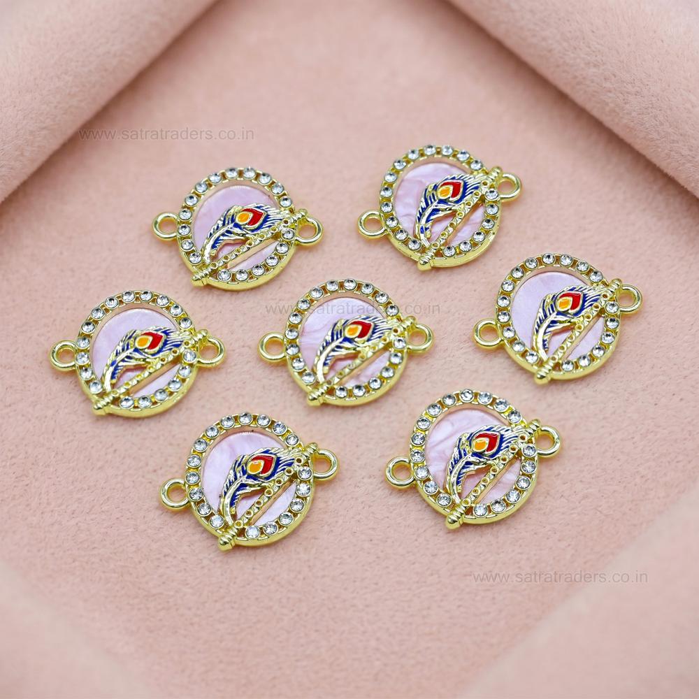Peacock Feather Rakhi Connector Charm | Size : 20mm | Qty : 10pcs | CHE161