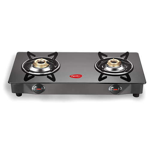 2BR Ayush Blk Pigeon Glasstop Gas Stove Burner