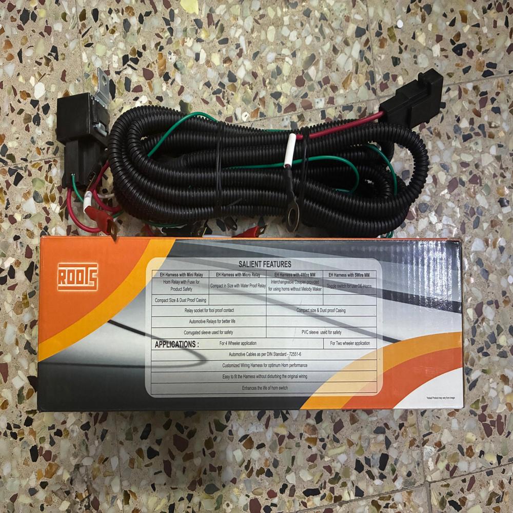 Roots Electric Horn Wiring Harness Kit - Battery Capacity: 30-50ah