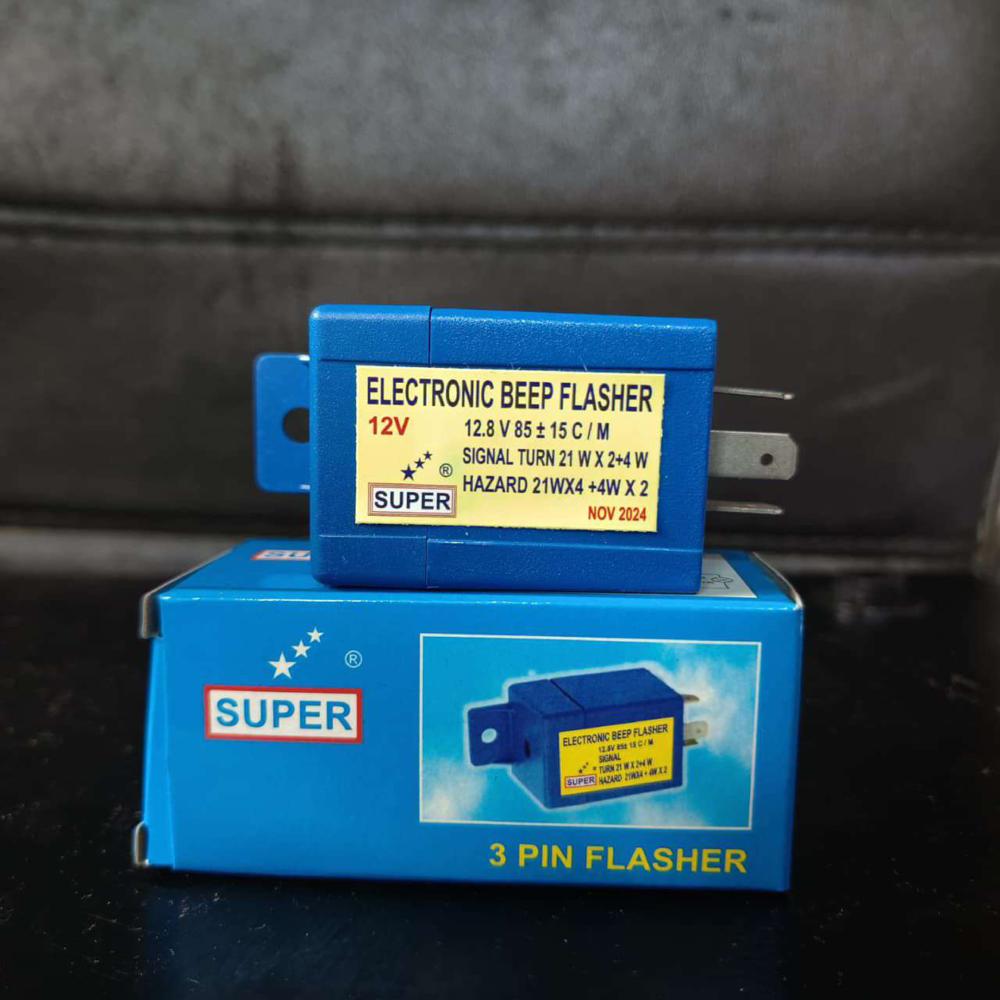 Super 3 Pin Flasher - High-grade Plastic & Metal, 4.5x3x2.5 Cm, Matte Black | Solid-state Relay, Corrosion Resistant, Universal 12v