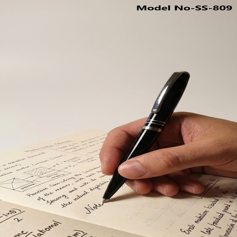 Executive Glossy Black Metal Ballpoint Pen With Silver Trim (Ss-809) - Capacity: Standard Ink Refill Capacity Pcs/Hr