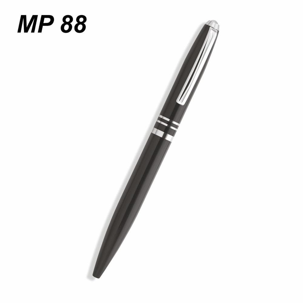 Executive Glossy Black Metal Ballpoint Pen with Silver Trim (SS-809)
