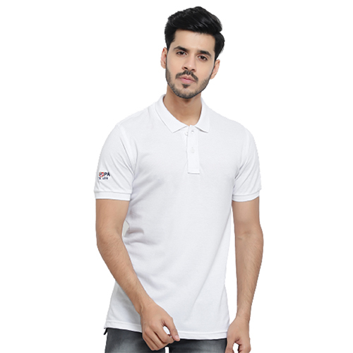 White Cotton Collar T-Shirt