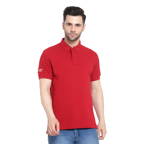 Maroon Red Cotton Collar T-Shirt