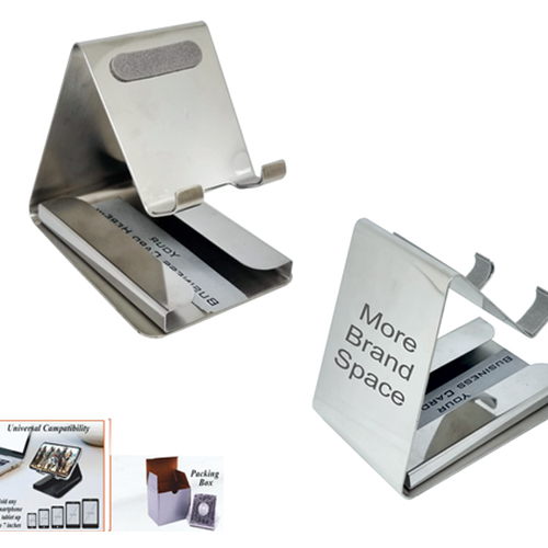 SS Mobile Stand Mirror Finish With Business Card Slot