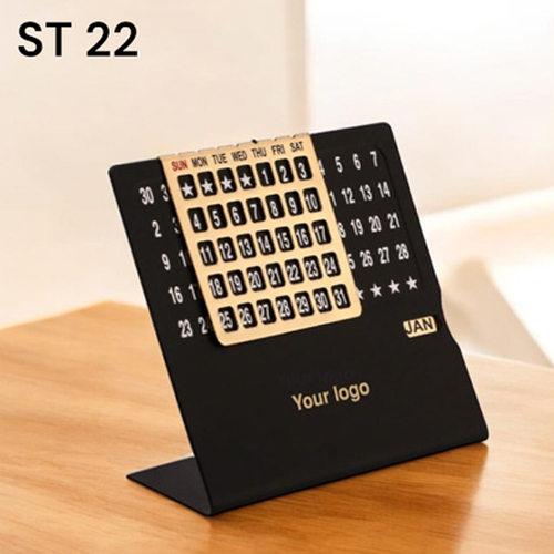 Black Mat Small Perpatual Calender With Gold Jali