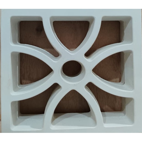 Four Petal Jaali - Color: Gray/Red/White