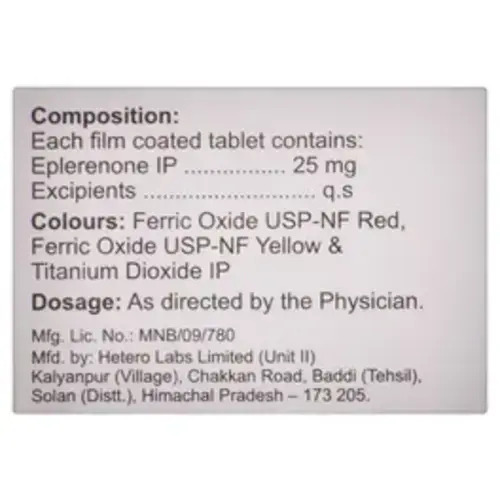 Eplerite Eplerenone 50mg Tablet, Hypertension Heart Failure Medicine