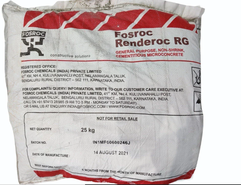 Fosroc Renderoc Rg Micro Concrete Non Shrink, Packaging Size: 25 Kg - Physical Form: Powder