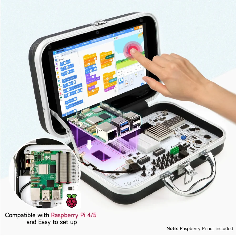 ELECROW CrowPi: Compact Raspberry Pi Kit Raspberry Pi 5 Educational Kit With 9-inch Display For Learn AI, Robotics, And Coding Level Up Your Learning With CrowPi 5 Kit For Kids And Beginners