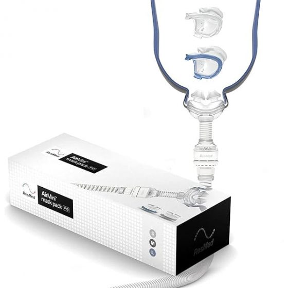 Resmed Airmini auto cpap machine with P10 mask and P10 set-up pack