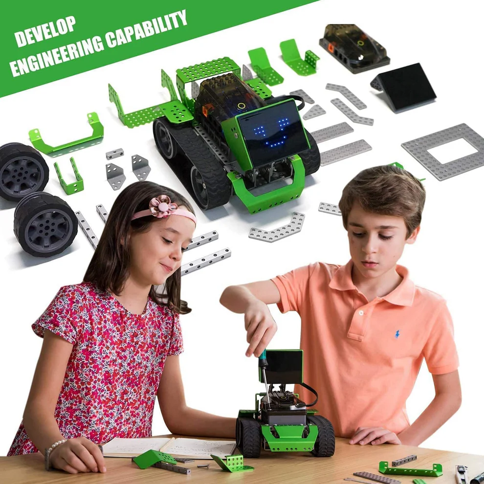 Robobloq Qoopers 6 in 1 Programming Robot Building Kit with Remote Control, LED Matrix, Ultrasonic Sensor etc. for Scratch Arduino Python Learning, Coding Toy for Kids