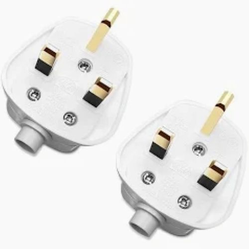 White 3 Pin Uk Type Plugs
