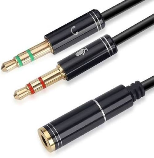 Earphone Mic Male To 4 Pole Female Splitter