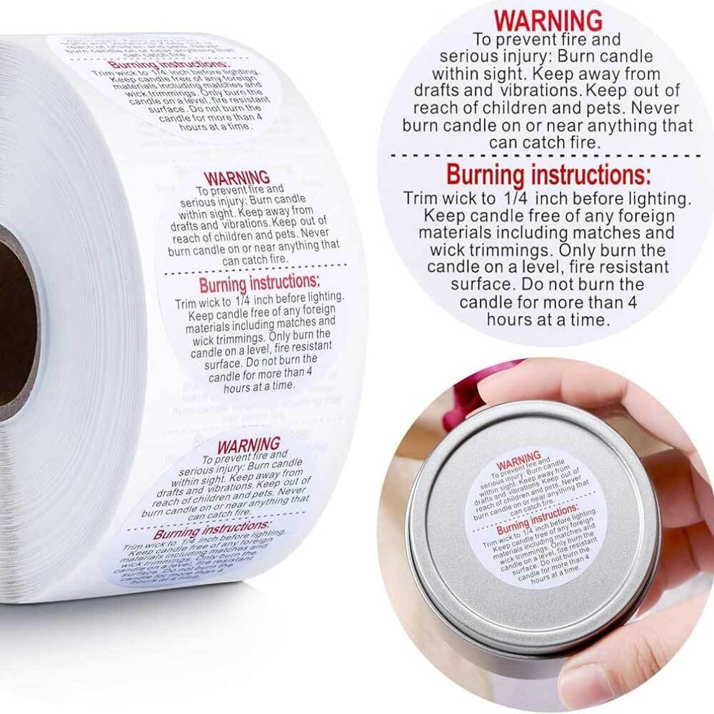 Candle Jar Warning Sticker